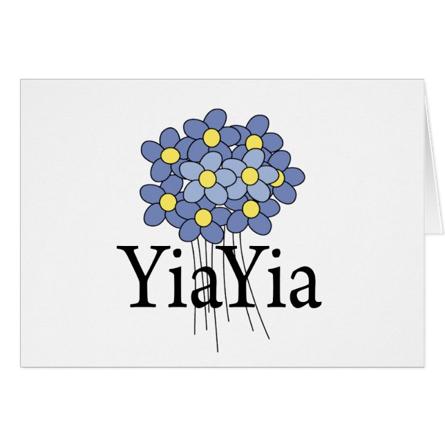 可愛い青い花のYiaYia Tシャツ (正面横)