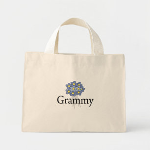 可愛い青い花グラマTシャツ ミニトートバッグ