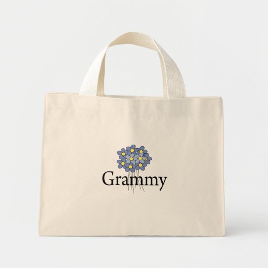 可愛い青い花グラマTシャツ ミニトートバッグ (正面)
