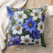 可愛い青い花 クッション (ブランケット)