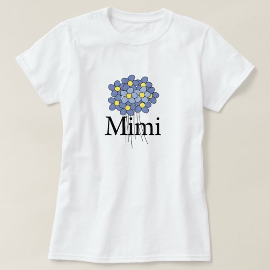 可愛い青い花 ミミTシャツ Tシャツ (デザイン正面)