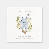 可愛い青い葉の男の子服ベビーシャワー スタンダードカクテルナプキン (正面)