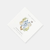 可愛い青い葉の男の子服ベビーシャワー スタンダードカクテルナプキン (角)