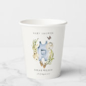 可愛い青い葉の男の子服ベビーシャワー 紙コップ (裏面)