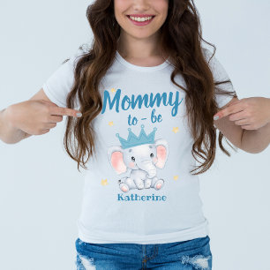 可愛い青い象の赤ん坊のシャワーママになるママ Tシャツ