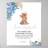 可愛い青い赤ちゃんシャワーを持つ男の子タイムカプセル ポスター (正面)