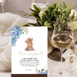 可愛い青い赤ちゃんシャワーを持つ男の子タイムカプセル ポスター