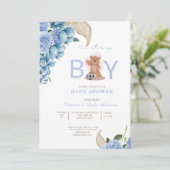 可愛い青い赤ちゃんシャワーを浴びる男の子だ 招待状 (スタンド正面)