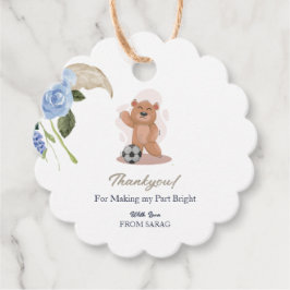 可愛い青い赤ちゃんシャワーを浴びる男の子サンキュー フェイバータグ