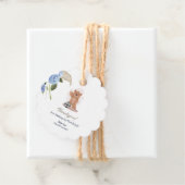 可愛い青い赤ちゃんシャワーを浴びる男の子サンキュー フェイバータグ (インサイチュ)