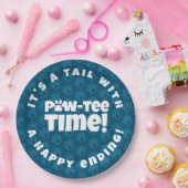 可愛い青い足跡ペット養子縁組ポーティー!時間 ペーパープレート (パーティー)