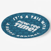 可愛い青い足跡ペット養子縁組ポーティー!時間 ペーパープレート (アングル)