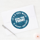 可愛い青い足跡ペット養子縁組ポーティー!時間 ラウンドシール (封筒)