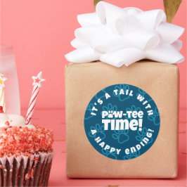 可愛い青い足跡ペット養子縁組ポーティー！時間 ラウンドシール