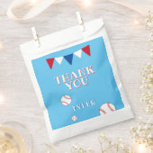 可愛い青い野球キッズバースデーありがとう フェイバーバッグ (クリップ留めされた状態)