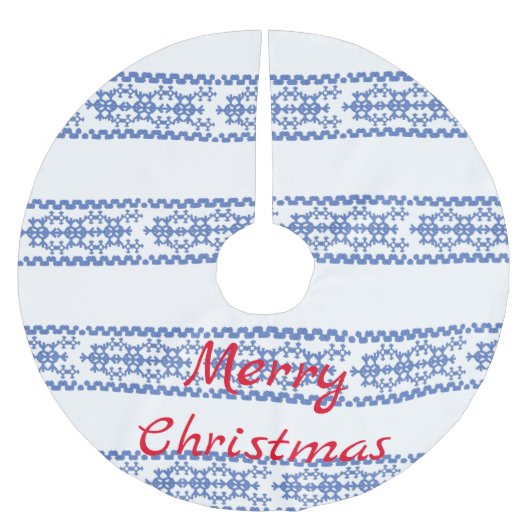 可愛い青い雪片パターンThunder_Cove ブラッシュドポリエステルツリースカート (正面)