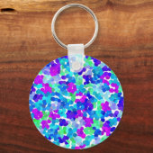 可愛い青い青い紫のピンク柄の荷物手 キーホルダー (正面)
