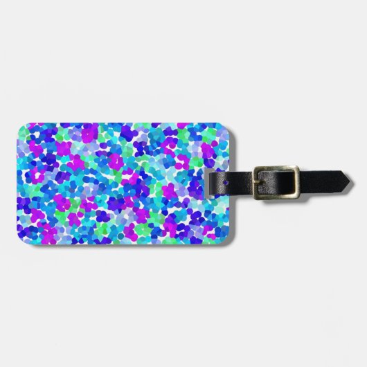 可愛い青い青い紫のピンク柄の荷物手 ラゲッジタグ (正面横)