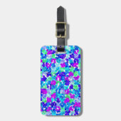 可愛い青い青い紫のピンク柄の荷物手 ラゲッジタグ (正面縦)