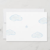 可愛い青い風船のクマ生まれたばかりのベビー写真 サンキューカード (裏面)