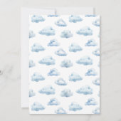 可愛い青い飛行機テディベア男の赤ちゃんシャワー 招待状 (裏面)