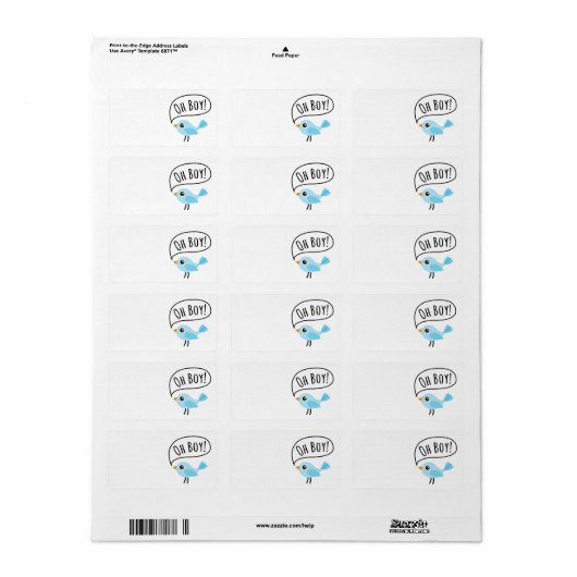 可愛い青い鳥ことわざオ・ボーイ空白の赤ちゃんシャワー ラベル (フルシート)