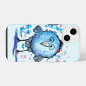 可愛い青い鳥の面白いiPhoneケース iPhoneケース (裏面横)