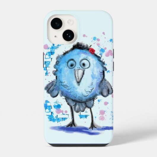 可愛い青い鳥の面白いiPhoneケース iPhoneケース (裏面)