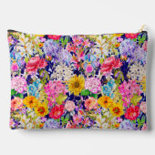 可愛い青い黄色の花エレガント柄モノグラム アクセサリーポーチ (裏面)