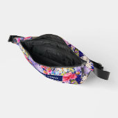 可愛い青い黄色の花エレガント柄モノグラム ファニーパック (見開き)