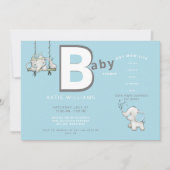 可愛い青おもしろいい男の子ママ人生ベイビーシャワー 招待状 (正面)