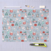 可愛い青お洒落水色クリスマスギフトラップ 薄葉紙 (クラフト)