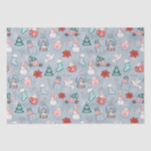 可愛い青お洒落水色クリスマスギフトラップ 薄葉紙 (正面)