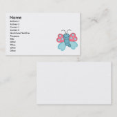 可愛い青とピンクの蝶 名刺 (正面/裏面)