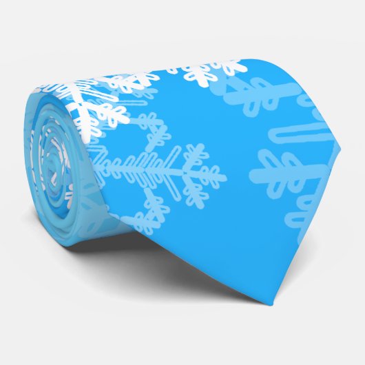 可愛い青と白のクリスマススノーフレーク ネクタイ (ロール)