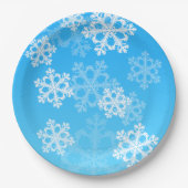 可愛い青と白のクリスマススノーフレーク ペーパープレート (正面)