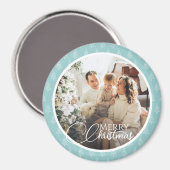可愛い青と白のクリスマスツリーの休日の写真 マグネット (正面/裏面)