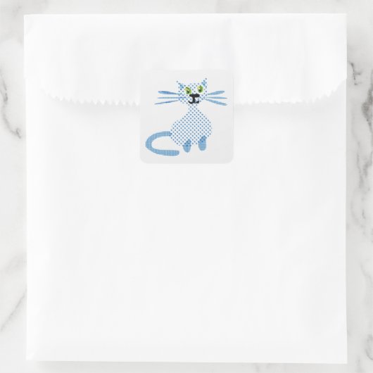 可愛い青と白のスポット スクエアシール (バッグ)