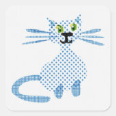 可愛い青と白のスポット スクエアシール (正面)
