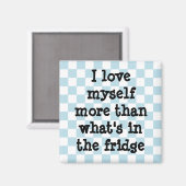 可愛い青と白のチェッカーボードダイエット確認 マグネット (正面/裏面)