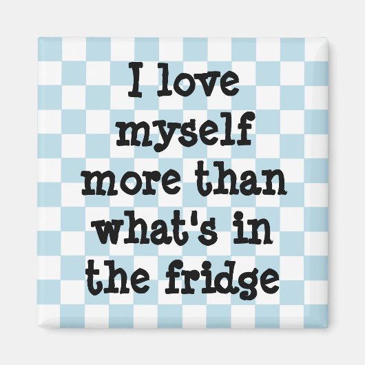 可愛い青と白のチェッカーボードダイエット確認 マグネット (正面)