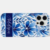 可愛い青と白のフォーク花柄 Case-Mate iPhoneケース (裏面 (横))