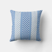 可愛い青と白のモダントレンディーハート クッション (裏面)