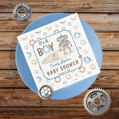 可愛い青の少年だ | Greigeロボット赤ちゃんシャワー スタンダードカクテルナプキン