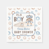 可愛い青の少年だ | Greigeロボット赤ちゃんシャワー スタンダードカクテルナプキン (正面)