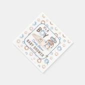 可愛い青の少年だ | Greigeロボット赤ちゃんシャワー スタンダードカクテルナプキン (角)