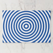 可愛い青の白い円ストライプ形ランチョンマット ペーパーパッド (正面)
