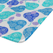 可愛い青の装飾梨の模様 カッティングボード (角)