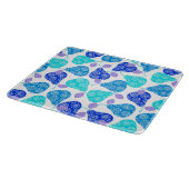 可愛い青の装飾梨の模様 カッティングボード (角)