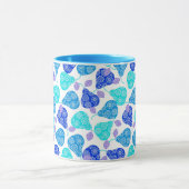 可愛い青の装飾梨の模様 マグカップ (中央)